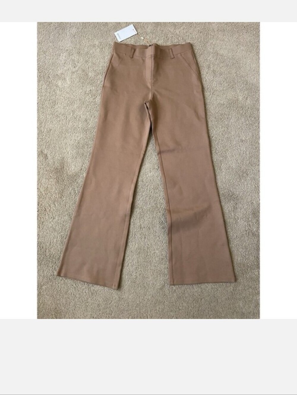 NWT Quince Ultra-Stretch Ponte Flare Leg Pants Tan Classic Staple Women’s Size S